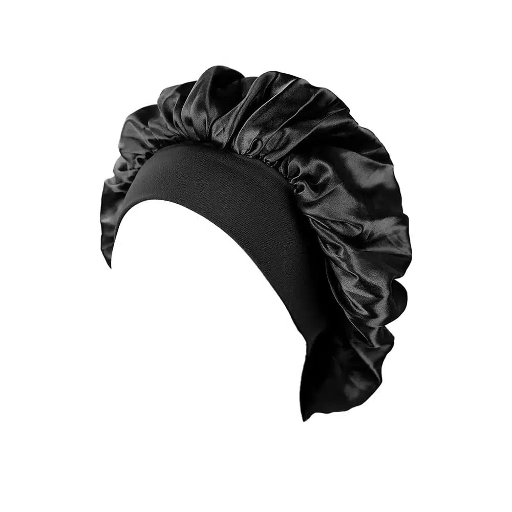 Bonnet de suit one satin noir pour préserver les cheveux de la casse et prolonger la brillance et la douceur